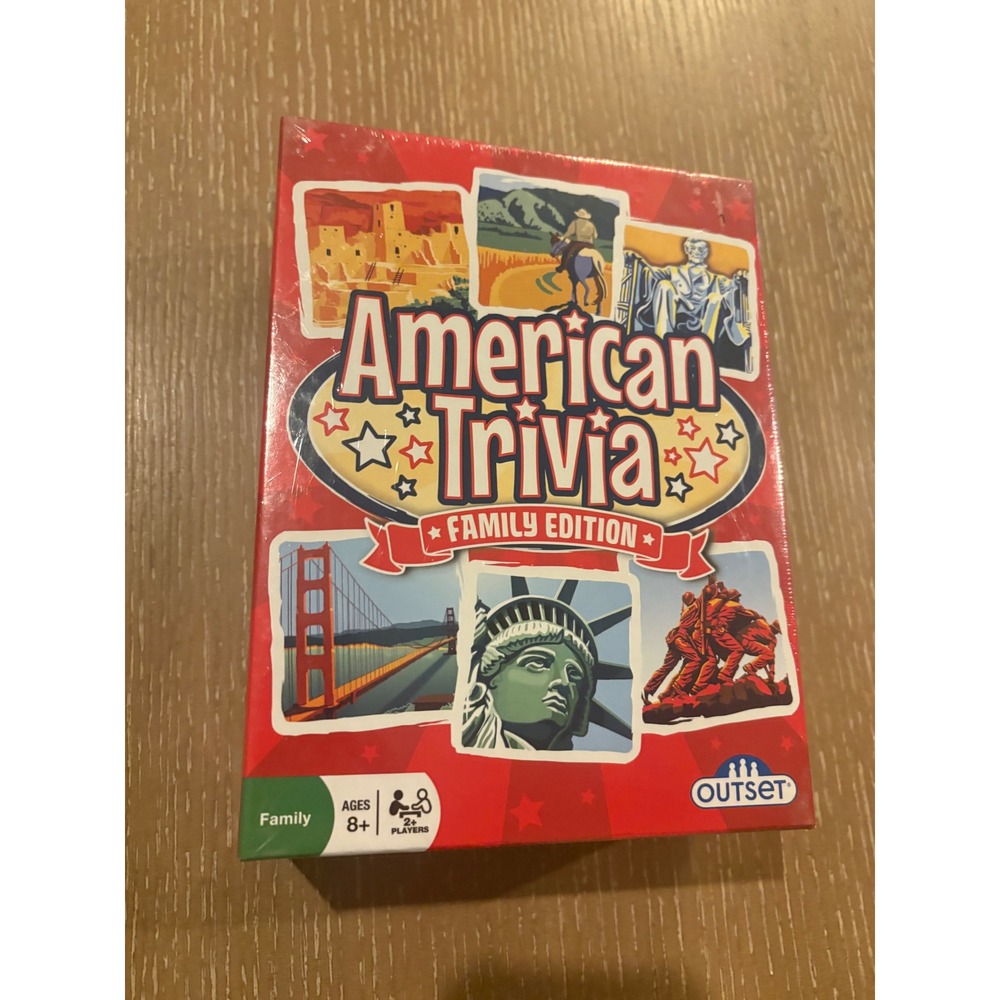 Outset American Trivia Family Edition Card Game 200 Double-Sided Card NEW Sealed
